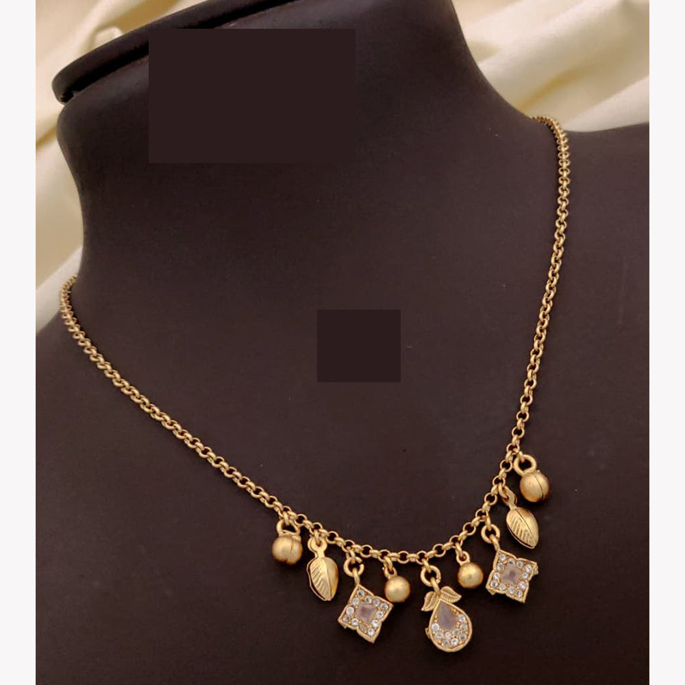 Akruti Collections Elegant Charm with Floral and Bells Necklace 