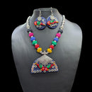 Akruti Collection Ethnic Oxidised Plated Parrot Design Necklace Set For Navratri