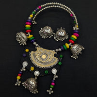 Akruti Collection Ethnic Glam Oxidised Plated Necklace Set For Navratri