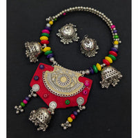 Akruti Collection Ethnic Glam Oxidised Plated Necklace Set For Navratri