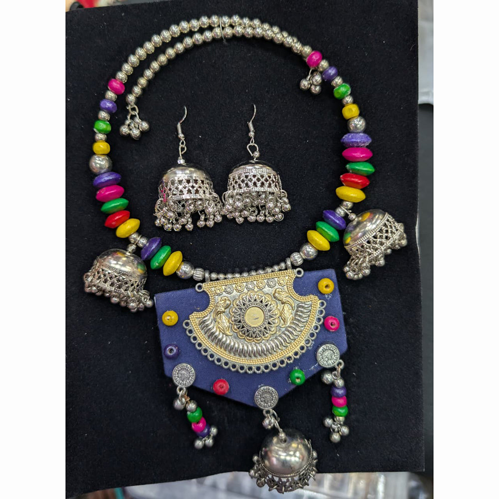 Akruti Collection Ethnic Glam Oxidised Plated Necklace Set For Navratri