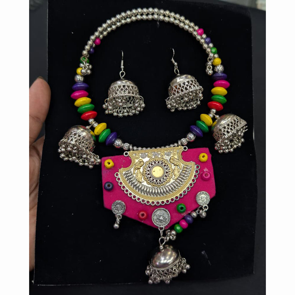 Akruti Collection Ethnic Glam Oxidised Plated Necklace Set For Navratri