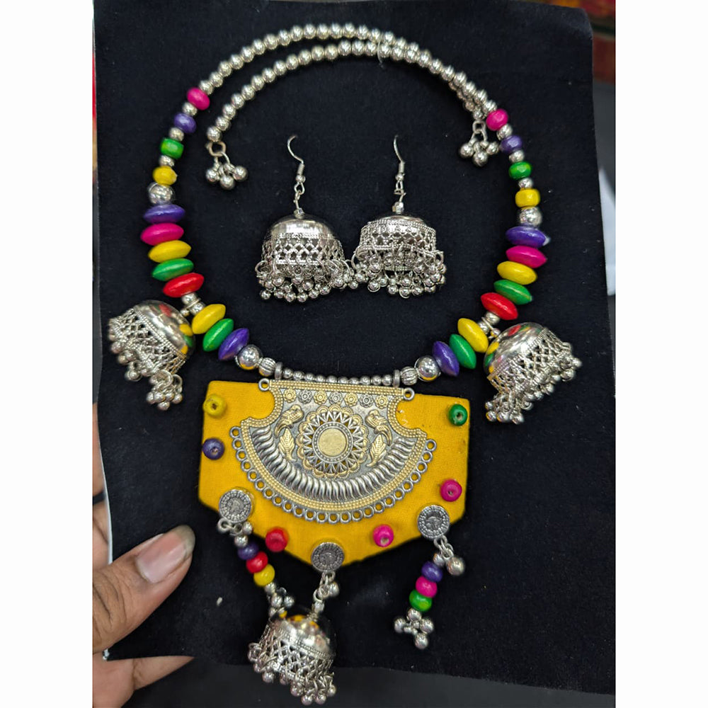 Akruti Collection Ethnic Glam Oxidised Plated Necklace Set For Navratri