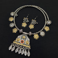 Akruti Collection Ethnic Glam Oxidised Plated Necklace Set For Navratri