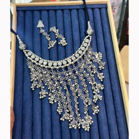 Akruti Collection Ethnic Glow Oxidised Plated Mirror Necklace Set