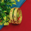 Akruti Collection Radiant Charm Kundan Stone And Pearl Bangle Set