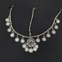 Akruti Collection Oxidised Plated Stunning Navratri Mirror Damini Maangtikka