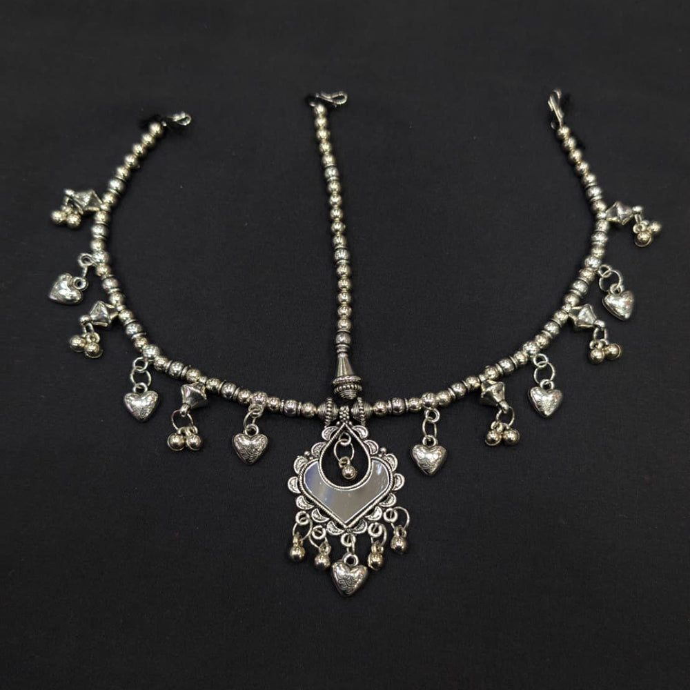 Akruti Collection Oxidised Plated Stunning Navratri Mirror Damini Maangtikka