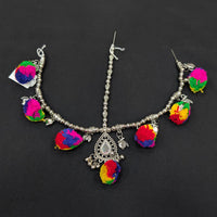 Akruti Collection Oxidised Plated Stunning Navratri Pom Pom And Mirror Damini Maangtikka