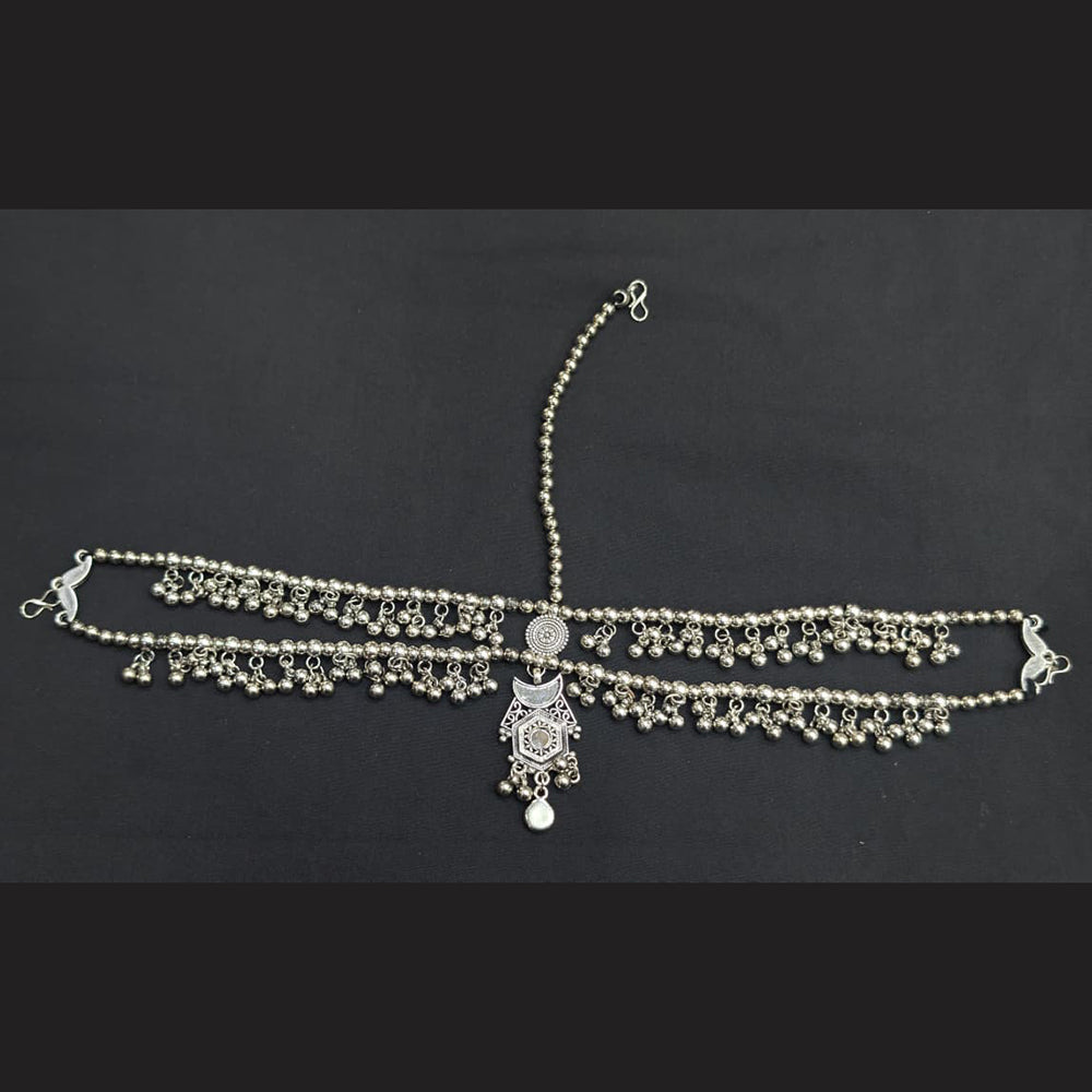 Akruti Collection Oxidised Plated Stunning Navratri Mirror Damini Maangtikka