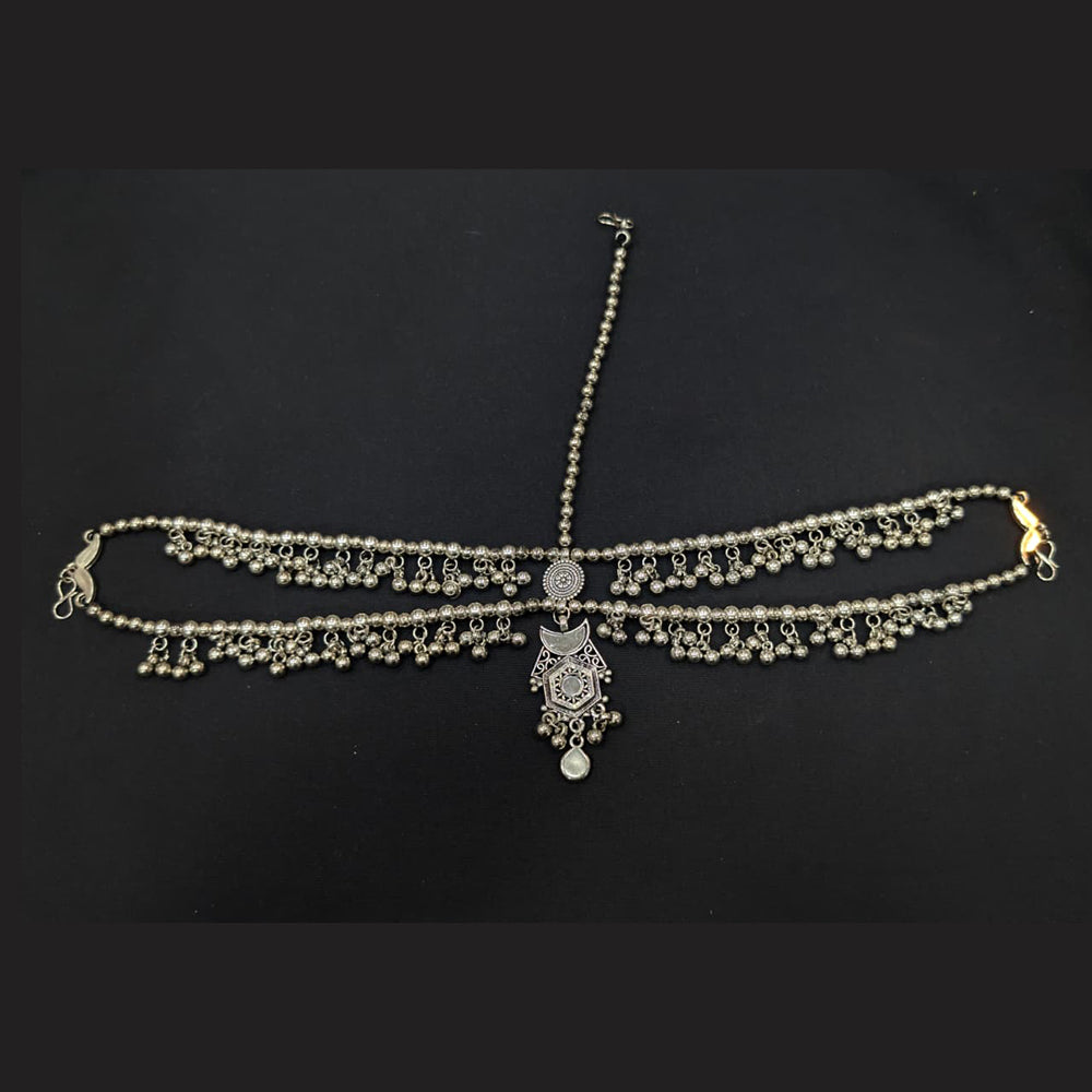 Akruti Collection Oxidised Plated Stunning Navratri Mirror Damini Maangtikka