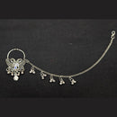 Akruti Collection Regal Oxidised Plated Mirror Nose Pin