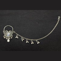 Akruti Collection Regal Oxidised Plated Mirror Nose Pin