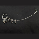 Akruti Collection Regal Oxidised Plated Mirror Nose Pin