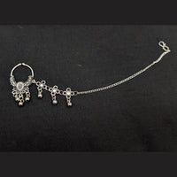 Akruti Collection Regal Oxidised Plated Mirror Nose Pin