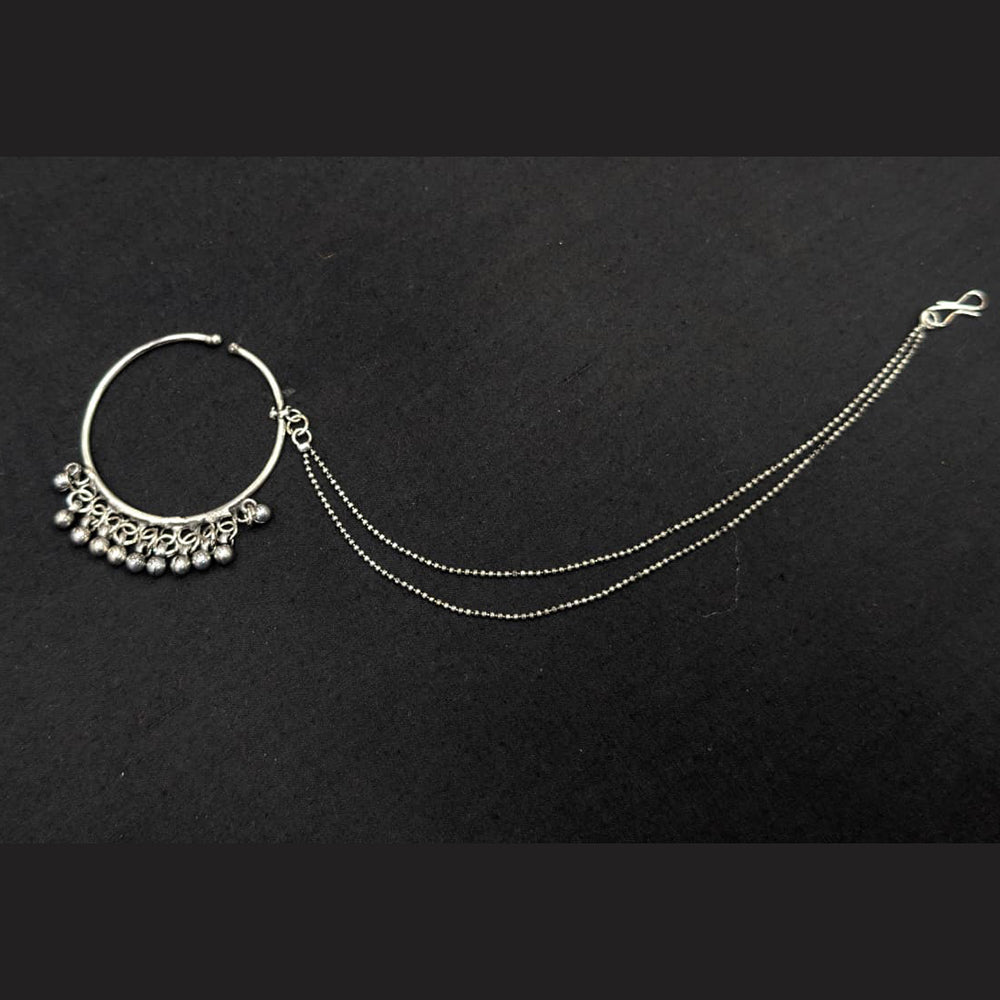 Akruti Collection Regal Oxidised Plated Nose Pin