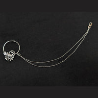 Akruti Collection Regal Oxidised Plated Nose Pin