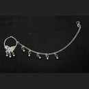 Akruti Collection Regal Oxidised Plated Mirror Nose Pin