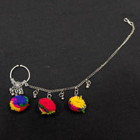 Akruti Collection Regal Oxidised Plated Pom Pom Nose Pin