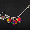 Akruti Collection Regal Oxidised Plated Pom Pom Nose Pin