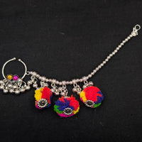 Akruti Collection Regal Oxidised Plated Pom Pom Nose Pin