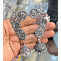 Akruti Collection Unique Oxidised Jhumki EarCuffs For Navratri And Garba Night