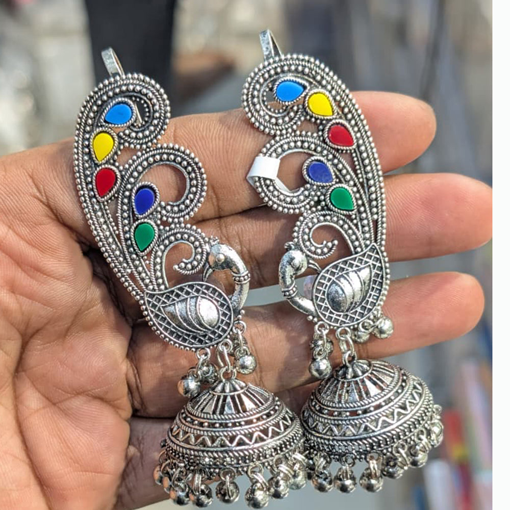 Akruti Collection Unique Oxidised Jhumki EarCuffs For Navratri And Garba Night
