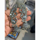 Akruti Collection Unique Oxidised Jhumki EarCuffs With Peacock Motif For Navratri Night