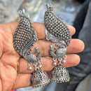 Akruti Collection Unique Oxidised Jhumki EarCuffs With Peacock Motif For Navratri Night