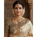 Akruti Collection Premium Pota Stone And Meenakari Double Necklace Set