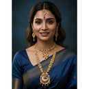 Akruti Collection Premium Pota Stone Double Necklace Set