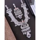 Akruti Collection Pota Stone And Temple Royal Oxidised Plated Kamarbandh