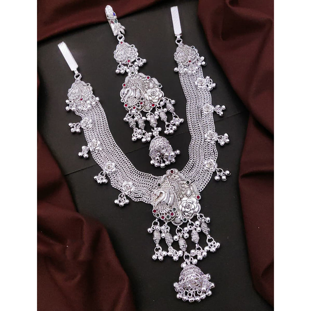 Akruti Collection Pota Stone Royal Oxidised Plated Kamarbandh