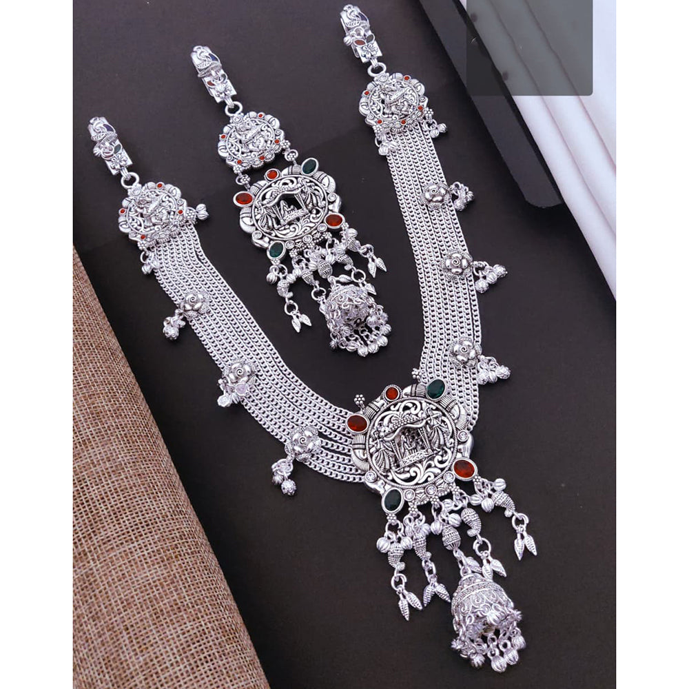 Akruti Collection Pota Stone Royal Oxidised Plated Kamarbandh