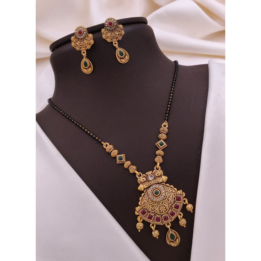 Akruti Collection Elegant Pota Stone And Beads Black Beads Mangalsutra