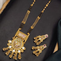 Akruti Collection Elegant Pota Stone And Beads Black Meenakari Beads Mangalsutra