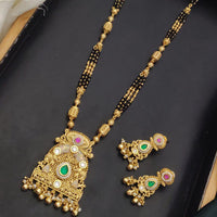 Akruti Collection Elegant Pota Stone And Beads Black Meenakari Beads Mangalsutra