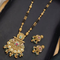 Akruti Collection Elegant Pota Stone And Beads Black Meenakari Beads Mangalsutra