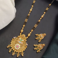 Akruti Collection Elegant Pota Stone And Beads Black Meenakari Beads Mangalsutra