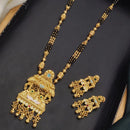 Akruti Collection Elegant Pota Stone And Beads Black Meenakari Beads Mangalsutra