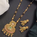Akruti Collection Elegant Pota Stone And Beads Black Meenakari Beads Mangalsutra