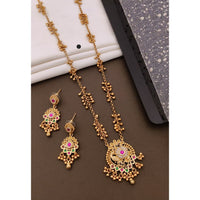 Akruti Collection Designer Pota Stone And Pearl Necklace Set