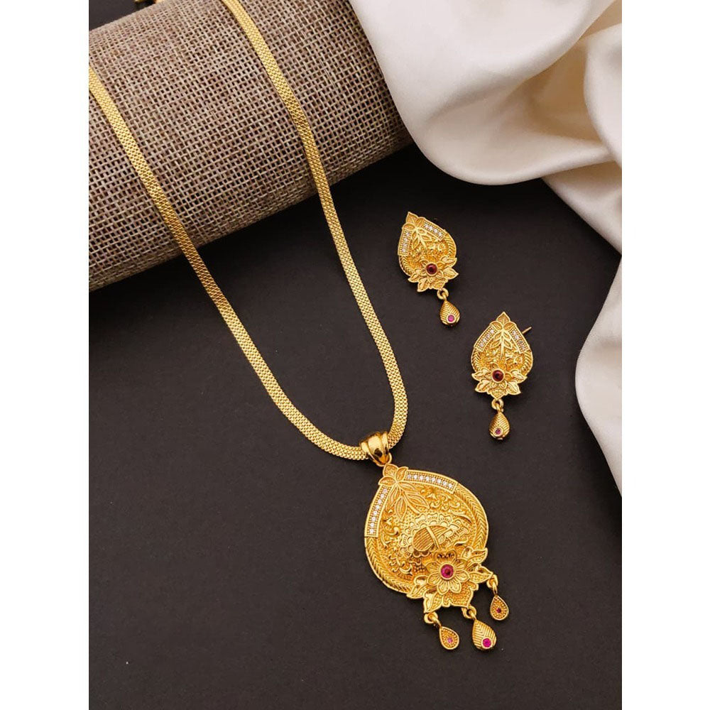 Akruti Collection Elegant Pota Stone Chain Pendant Set
