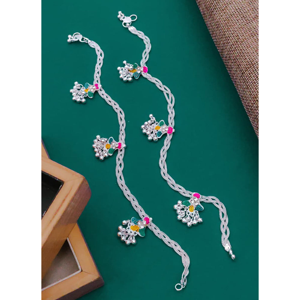 Akruti Collection Premium Handcrafted Akruti Stone Meenakari Payal \ Anklet