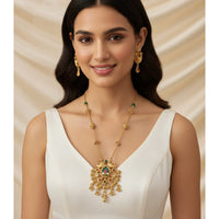 Akruti Collection Designer Pota Stone And Pearl Necklace Set