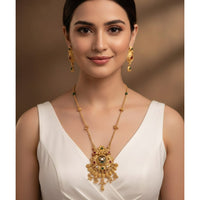 Akruti Collection Designer Pota Stone And Pearl Necklace Set