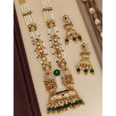 Akruti Collection Designer Pota Stone And Pearl Long Necklace Set 