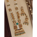 Akruti Collection Designer Pota Stone And Pearl Long Necklace Set