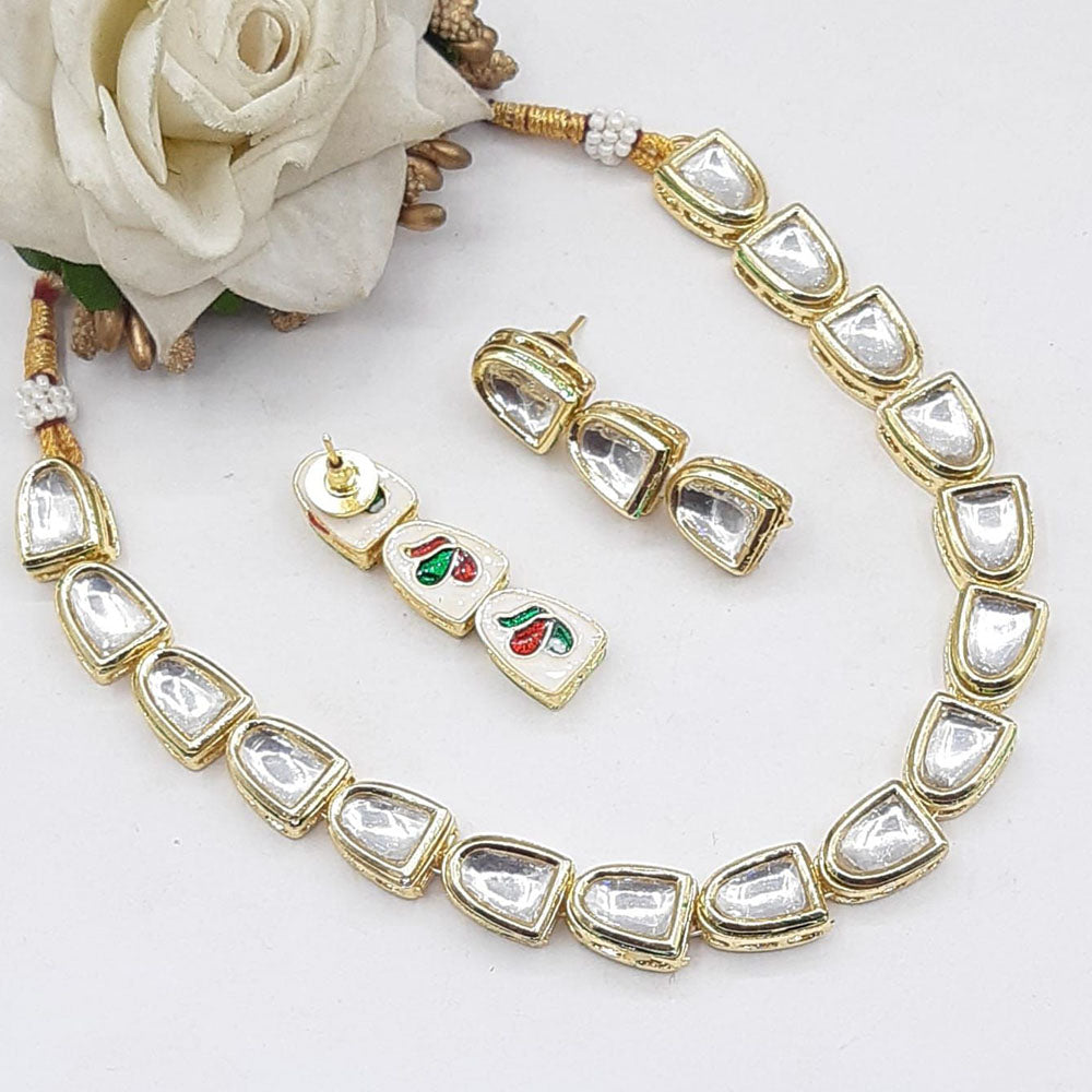 Akruti Collection Graceful Kundan Stone Elegance Necklace Set