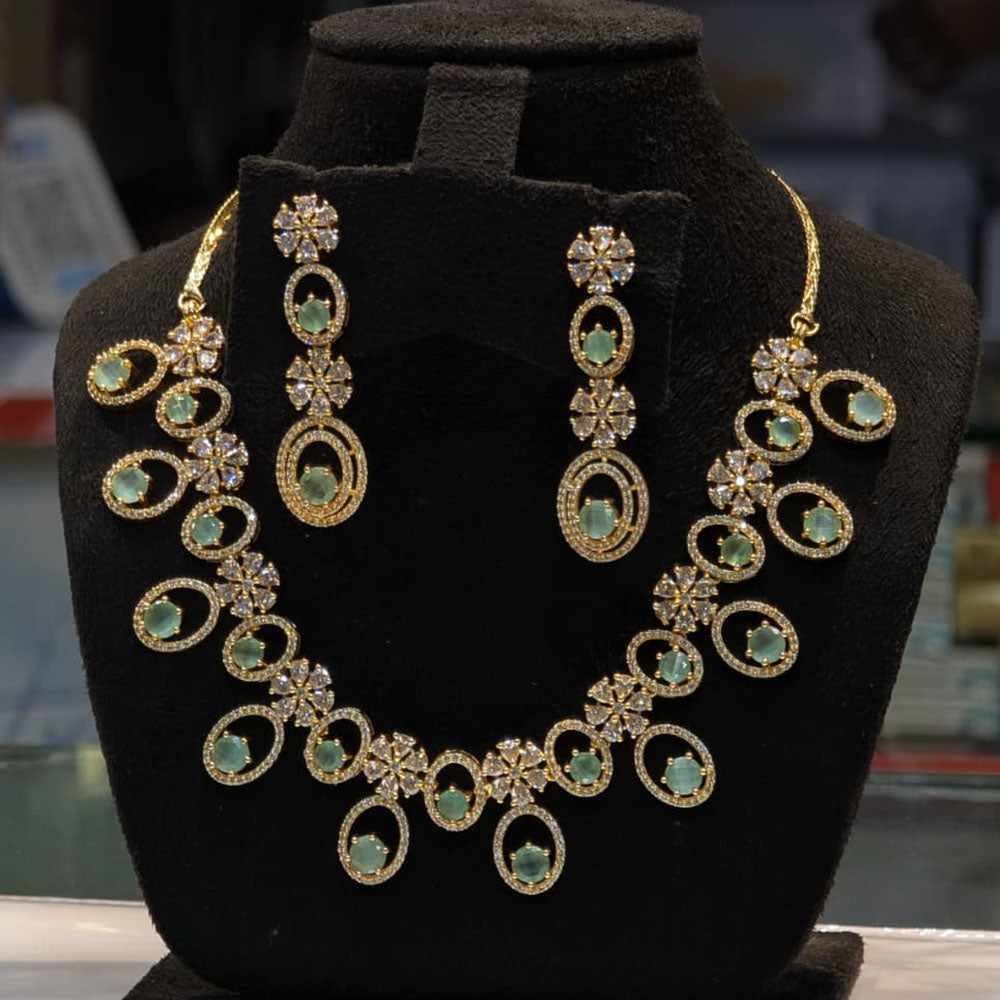 Akruti Collection Royal Look American Diamond Necklace Set